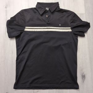 J.Lindeberg Polo Mens Medium Black Jlindeberg Logo Stripe Breathable J Lindeberg